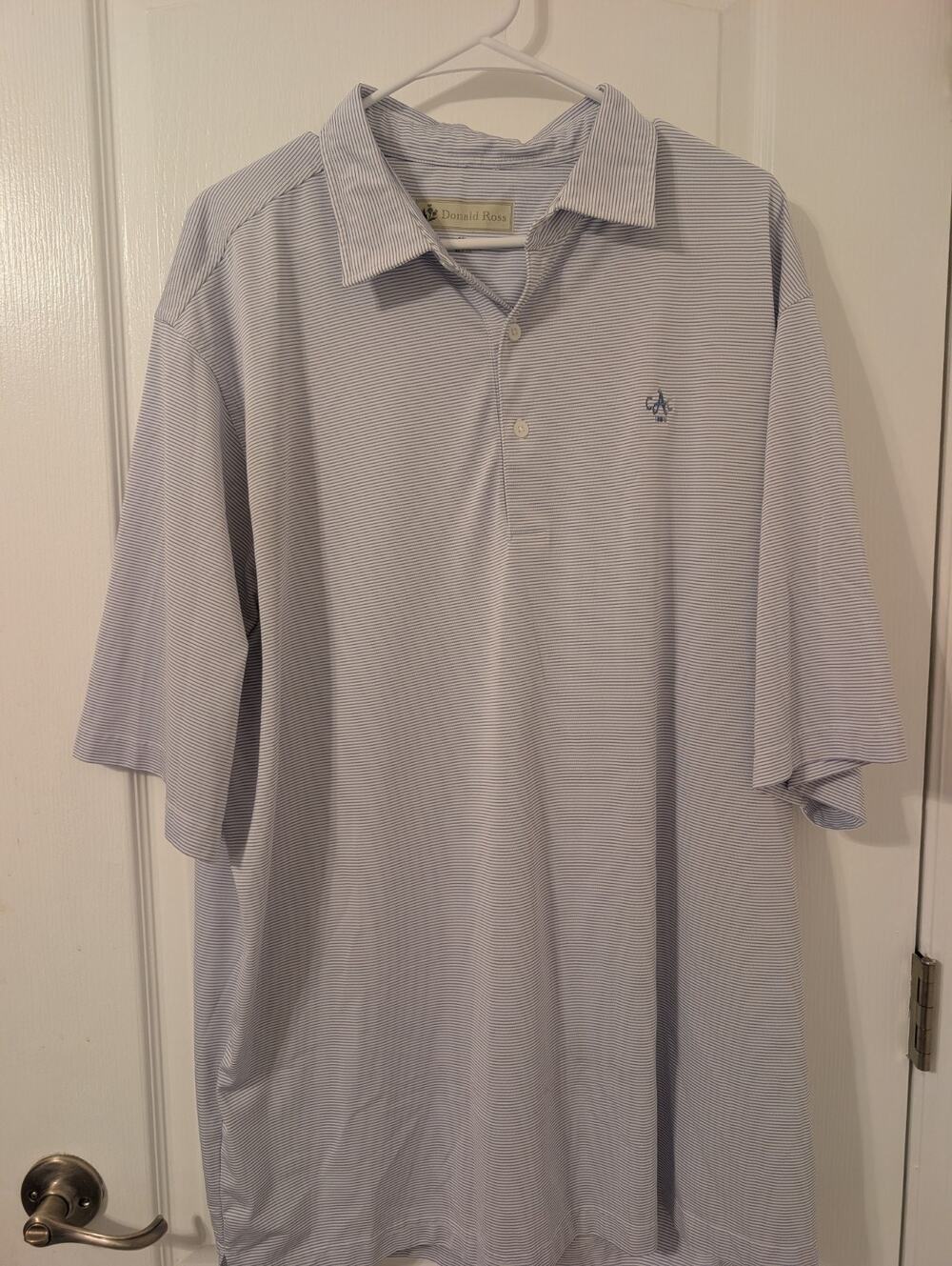 Donald Ross Sportswear Golf Polo Shirt Mens XXL Blue Striped Short Sleeve
